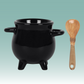 Cauldron Egg Cup With Broom Spoon