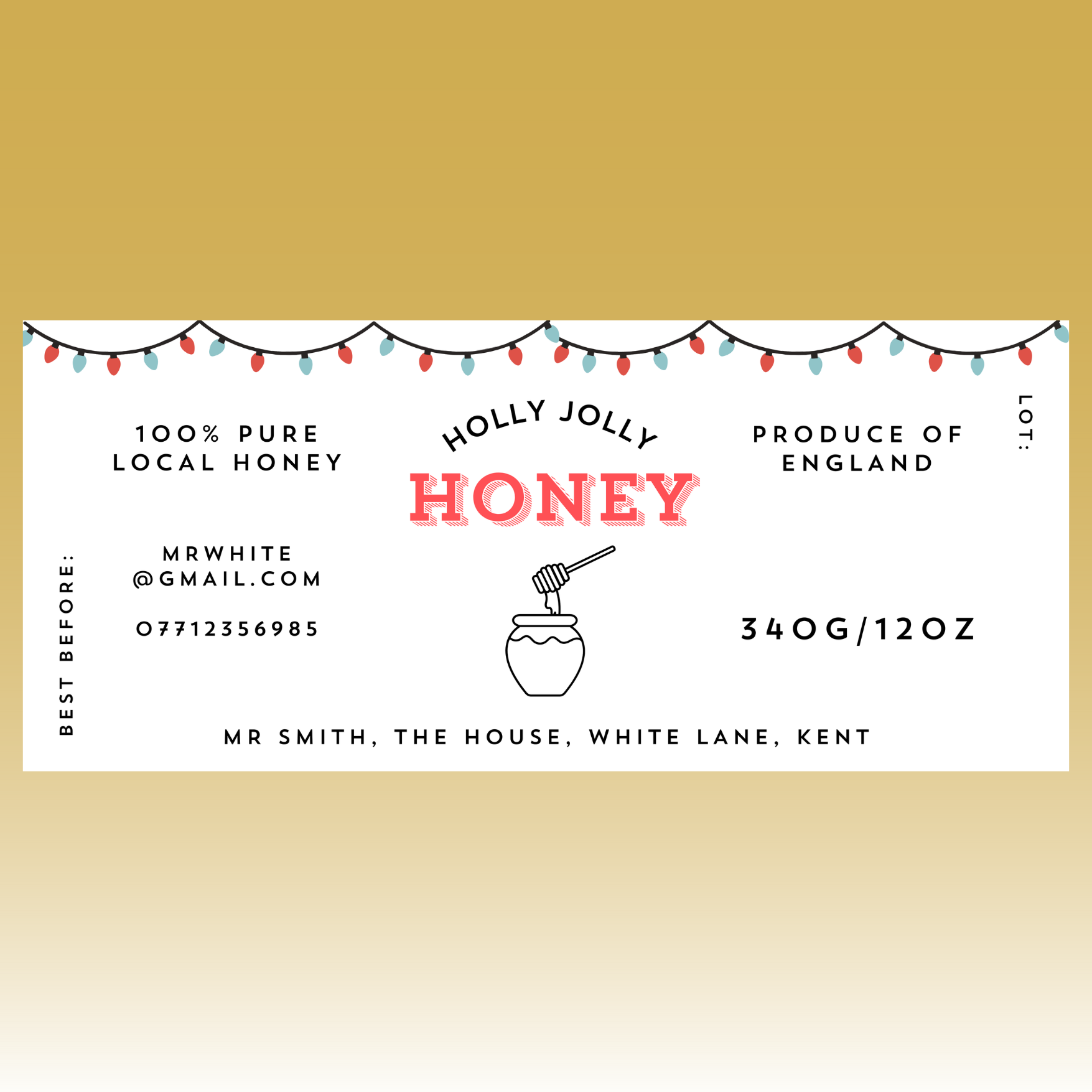 The Holly Jolly Honey Labels (100)